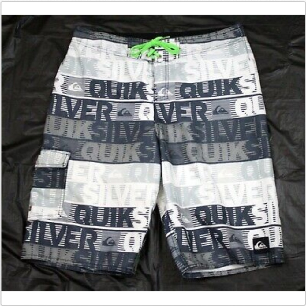 Quicksilver Men's Board Shorts Swim Trunks White Grey Black Size 30
